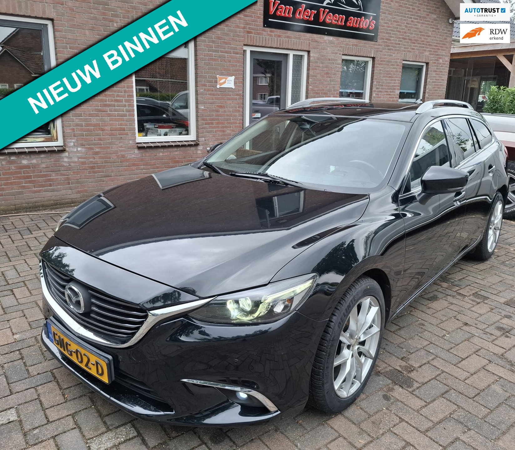 Mazda 6 Sportbreak 2.5 SkyActiv-G 192 GT-M. O.a. Leder, cruise, pano, stoel & stuurverw, carplay, cruise, etc. Prijs incl garantie