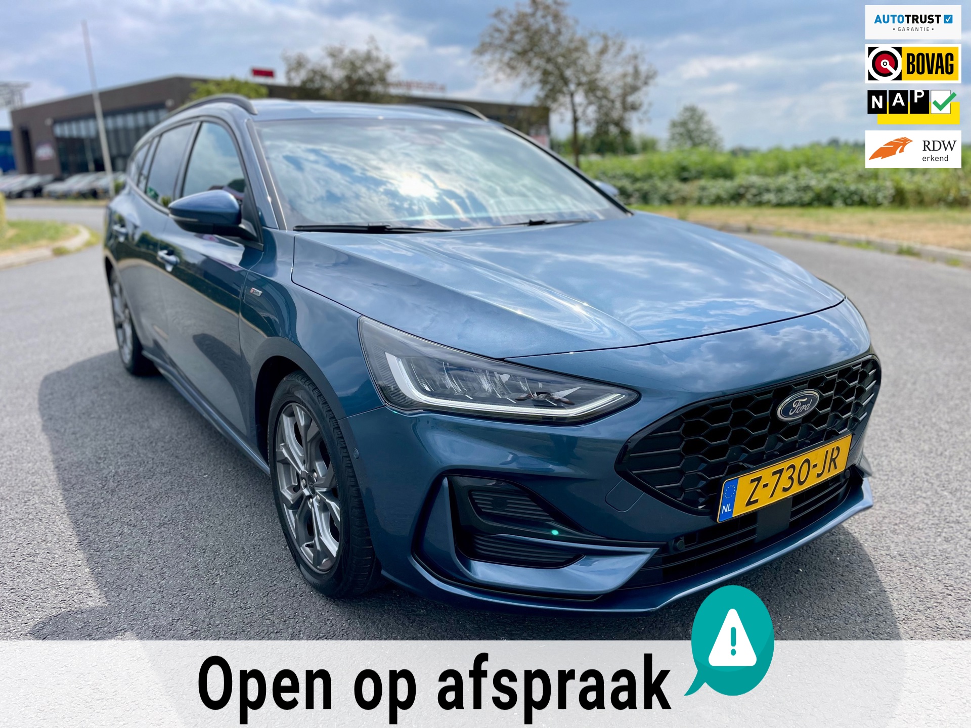 Ford Focus Wagon 1.0 EcoBoost Hybrid ST Line, Aut, Acc, Trekhaak, Cam, Stoel-/stuurverw, Climate, LED, Pdc, Geen import, Nap!