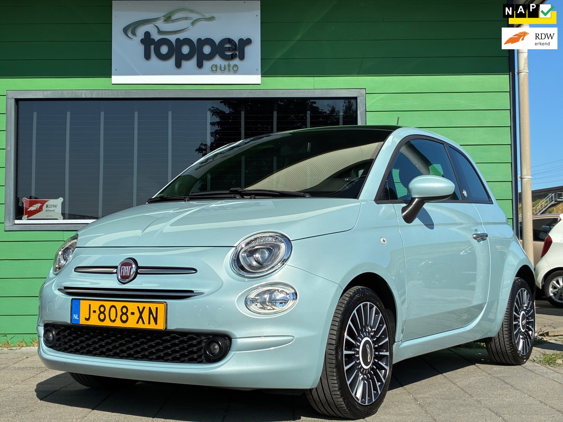 Fiat 500 1.0 Hybrid Mint Breeze|2e Eigenaar|Panoramadak|Navigatie|Carplay|Virtual Cockpit|CruiseControl|Climatronic|PDC|
