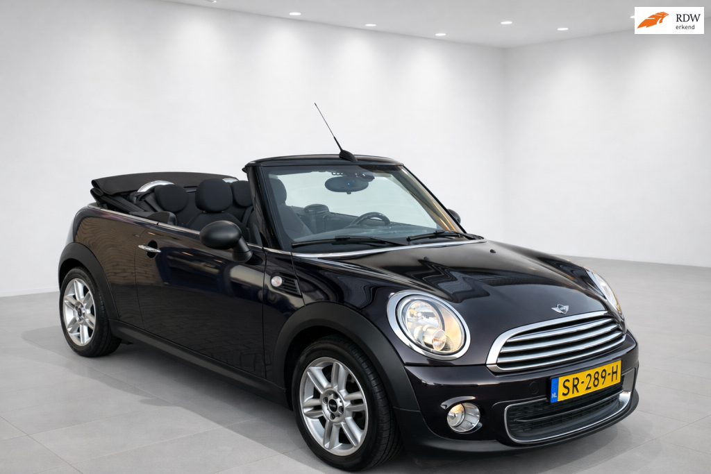 Mini Mini Cabrio 1.6 One Chili, airco, pdc, stoelverwarming, Iced Chocolate Brown, lichtmetaal, all season banden, apk, inruil