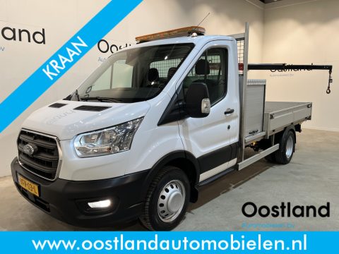 Ford Transit 350 2.0 TDCI L2 Trend RWD Open Laadbak / Maxilift kraan / Euro 6 / Trekhaak 3.000 KG / Dubbel Lucht / Airco / Cruise Control / 3-Zits / 67.000 KM !!