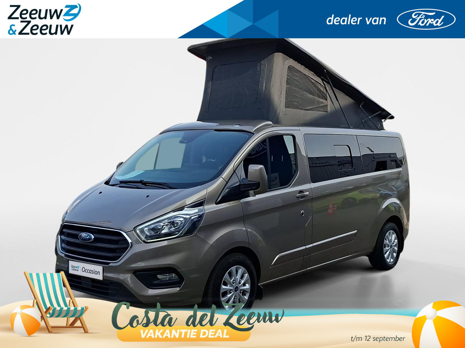 Ford Transit Custom Camper 2.0 TDCI L2H1 Limited | Distributie is vervangen | Camper met 2 slaapplaatsen | Keuken met gootsteen- koelkast- gasfornuis | Zonnescherm | Trekhaak Transit Custom Camper 2.0 TDCI L2H1 Limited